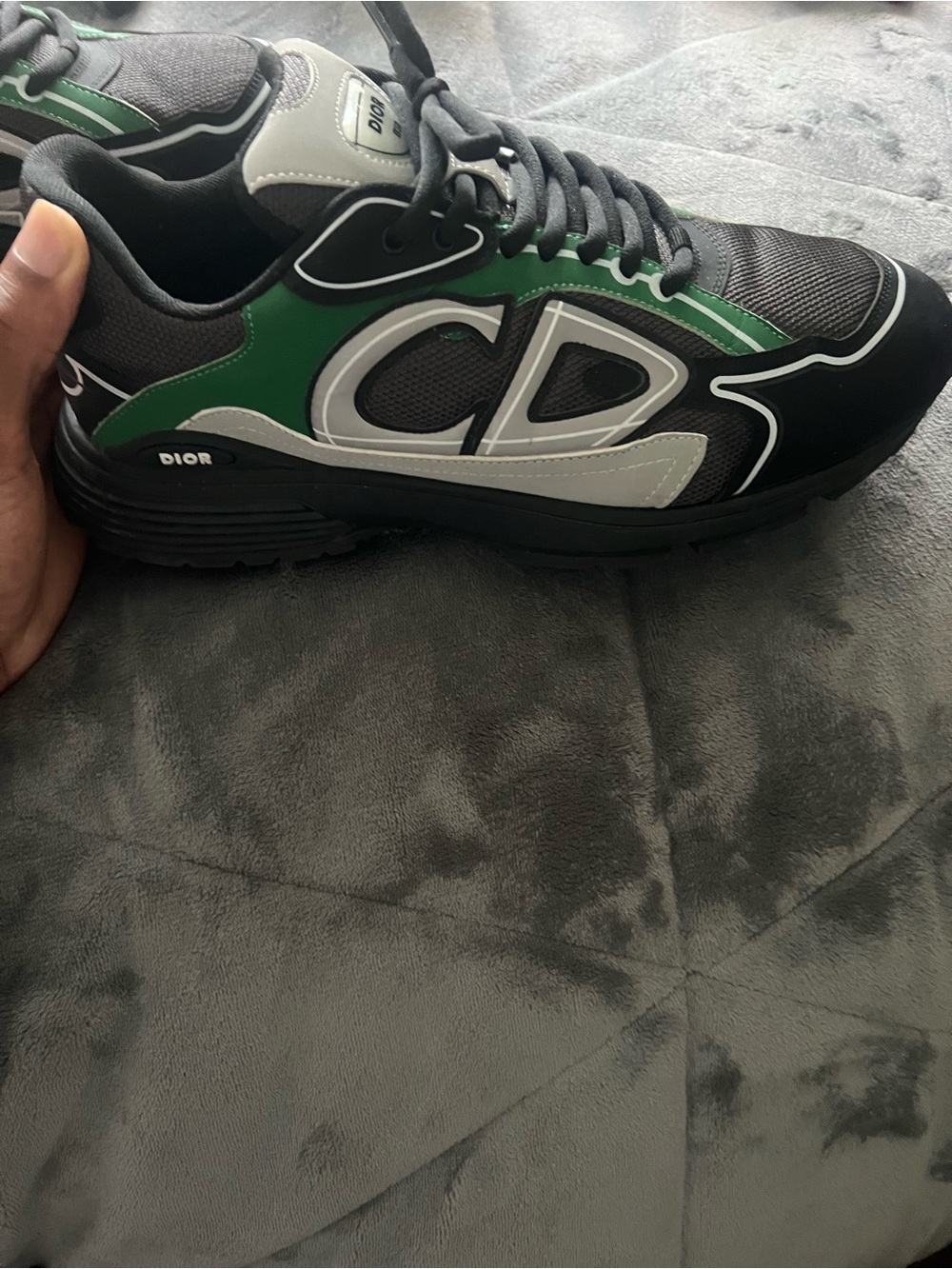 Dior Men’s Black, Green & Gray Logo Runner Sneakers - Picture 3 of 3